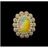 Image 2 : 4.68 ctw Opal and Diamond Ring - 14KT Yellow Gold