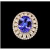 Image 2 : 5.50 ctw Tanzanite and Diamond Ring - 14KT Rose Gold