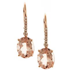 4.5 ctw Morganite and Diamond Earrings - 14KT Rose Gold