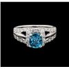 Image 2 : 2.56 ctw Blue Zircon and Diamond Ring - Platinum and 18KT White Gold