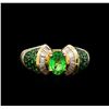 Image 2 : 1.57 ctw Tsavorite Garnet and Diamond Ring - 14KT Yellow Gold