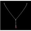 Image 1 : 1.06 ctw Ruby and Diamond Pendant With Chain - 18KT White Gold