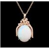 Image 2 : 23.65 ctw Opal and Diamond Pendant With Chain - 14KT Rose Gold