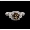 Image 2 : 1.18 ctw Morganite and Diamond Ring - 14KT White Gold