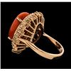 Image 3 : 9.68 ctw Coral and Diamond Ring - 14KT Rose Gold