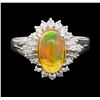 Image 2 : 2.30 ctw Mexican Opal and Diamond Ring - Platinum