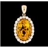 Image 1 : 11.03 ctw Citrine and Diamond Pendant - 14KT Rose Gold