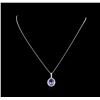 Image 2 : 3.62 ctw Tanzanite and Diamond Pendant With Chain - 14KT White Gold