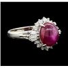 Image 1 : 4.34 ctw Star Ruby and Diamond Ring - Platinum