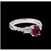 Image 1 : 1.60 ctw Ruby and Diamond Ring - 18KT White Gold