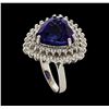 Image 4 : 10.67 ctw Tanzanite and Diamond Ring - 14KT White Gold