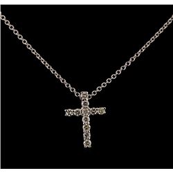 0.31 ctw Diamond Cross Pendant With Chain - 14KT White Gold