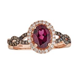 1.47 ctw Rhodolite and Diamond Ring - 10K Rose Gold