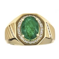 3.33 ctw Emerald and Diamond Ring - 14KT Yellow Gold