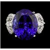 Image 2 : GIA Cert 18.52 ctw Tanzanite and Diamond Ring - 14KT White Gold