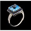 Image 4 : 4.05 ctw Blue Topaz, Sapphire, and Diamond Ring - 14KT White Gold