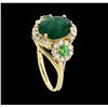 Image 4 : 4.24 ctw Emerald, Tsavorite and Diamond Ring - 14KT Yellow Gold