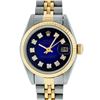 Image 2 : Rolex Ladies Two Tone Yellow Gold Blue Vignette VS Diamond Datejust Wristwatch