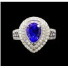 Image 2 : 14KT White Gold 2.35 ctw Tanzanite and Diamond Ring