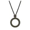 Image 2 : Crystal Pave Circle Pendant Necklace - Rhodium Plated