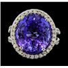 Image 2 : 14.75 ctw Tanzanite and Diamond Ring - 14KT White Gold