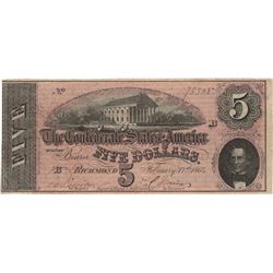 1864 $5 Confederate States of America Bank Note