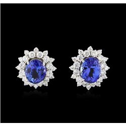 14KT White Gold 5.82 ctw Tanzanite and Diamond Earrings