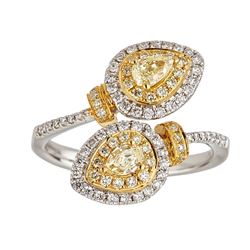 1.09 ctw Yellow and White Diamond Ring - 18KT White and Yellow Gold