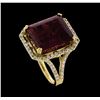 Image 4 : 12.34 ctw Rubellite and Diamond Ring - 14KT Yellow Gold