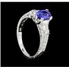 Image 4 : 1.23 ctw Sapphire and Diamond Ring - 18KT White Gold