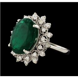 7.78 ctw Emerald and Diamond Ring - 14KT White Gold