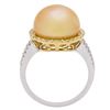 Image 4 : 0.42 ctw Yellow and White Diamond and Pearl Ring - 18KT White and Yellow Gold