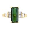 Image 1 : 2.20 ctw Green Tourmaline and Diamond Ring - 14KT Yellow Gold