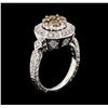 Image 4 : 0.92 ctw Brown and White Diamond Ring - 14KT White Gold