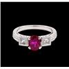 Image 2 : 1.06 ctw Ruby and Diamond Ring - 18KT White Gold