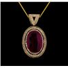 Image 1 : 14KT Yellow Gold 21.67 ctw Ruby and Diamond Pendant With Chain