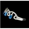 Image 2 : 15.00 ctw Blue Topaz And Diamond Bangle Bracelet - 18KT White Gold