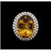Image 2 : 14KT White Gold 11.62 ctw Citrine and Diamond Ring