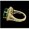 Image 3 : 6.08 ctw Emerald, Tsavorite and Diamond Ring - 14KT Yellow Gold