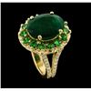 Image 4 : 6.08 ctw Emerald, Tsavorite and Diamond Ring - 14KT Yellow Gold