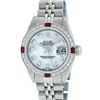 Image 1 : Rolex Ladies Stainless Steel And White Gold MOP Diamond and Ruby DateJust Wristw