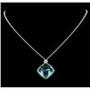 Image 1 : 20.00 ctw Blue Topaz and Diamond Necklace - 18KT Yellow Gold