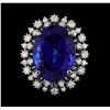 Image 2 : GIA Cert 18.78 ctw Tanzanite and Diamond Ring - 14KT White Gold