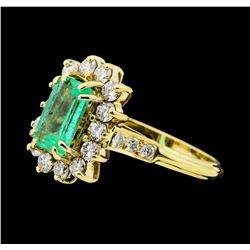 1.40 ctw Emerald and Diamond Ring - 14KT Yellow Gold