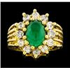 Image 2 : 2.50 ctw Emerald and Diamond Ring - 14KT Yellow Gold