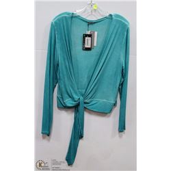 AQUA BOLERO LONG SLEEVE BLOUSE     SIZE XL