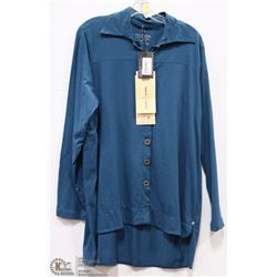 NEON BUDDA BUTTON UP HI-LO HEMLINE  BLOUSE SZ XL