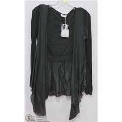 TOPPER BLOUSE, GATHERED WAIST W/SATEEN SIZE SM