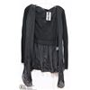 Image 1 : TOPPER BLOUSE, GATHERED WAIST W/SATEEN SIZE LRG
