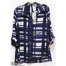 PRINTED BLOUSE HI-LO HEM & KEYHOLE BACK SZ XSM